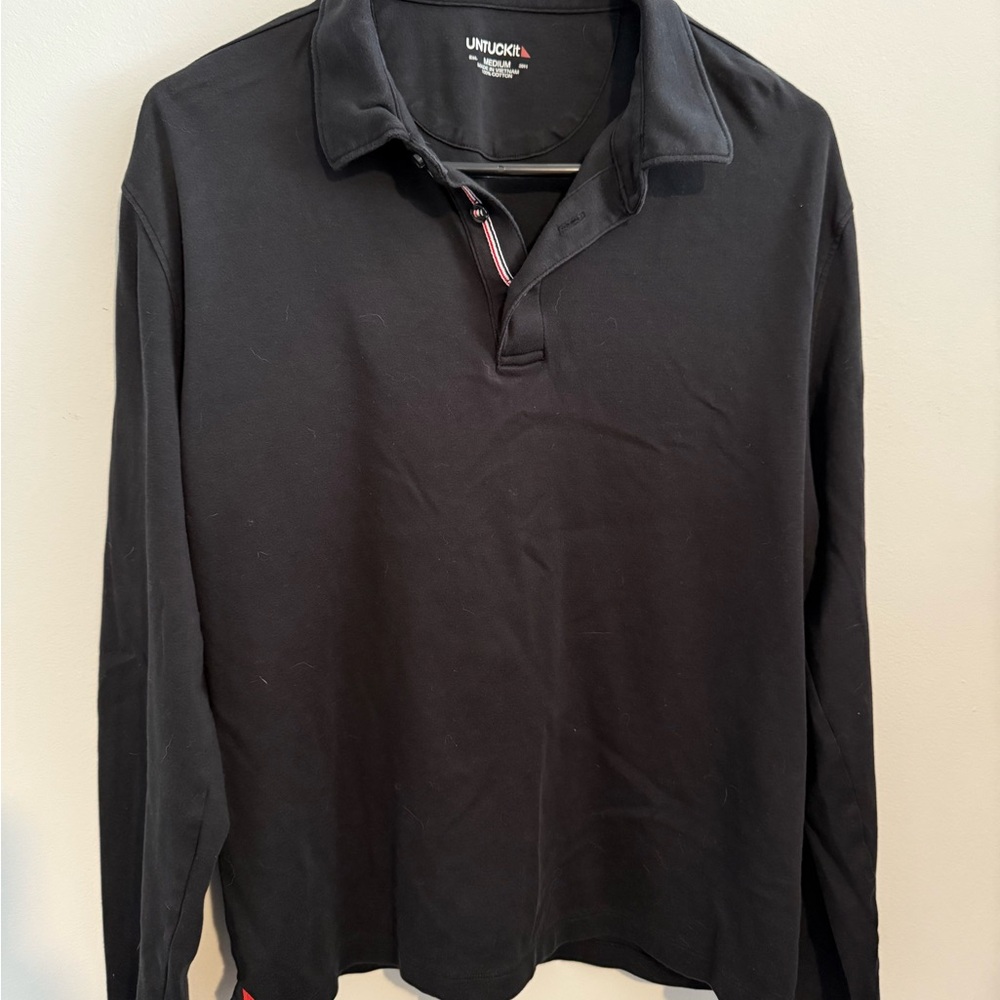 UNTUCKit Black Long Sleeve Polo Shirt